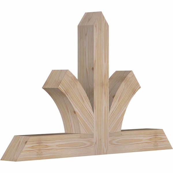 Richland Smooth Timber Gable Bracket, Douglas Fir, 36W X 23H X 3 1/2D X 3 1/2F, 15/12 Pitch